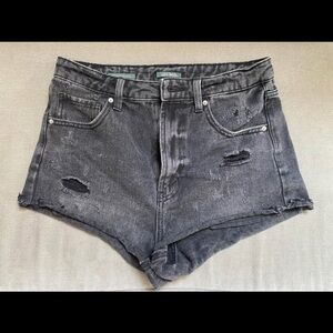 Women's Distressed Black Denim Shorts